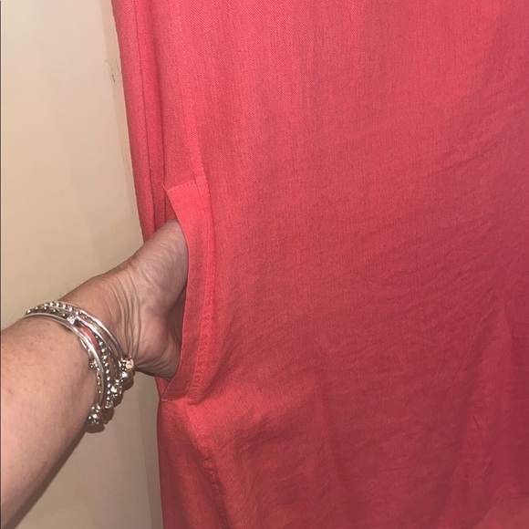 Cynthia Rowley Orange Linen Sleeveless long Dress size 1X - Picture 4 of 8